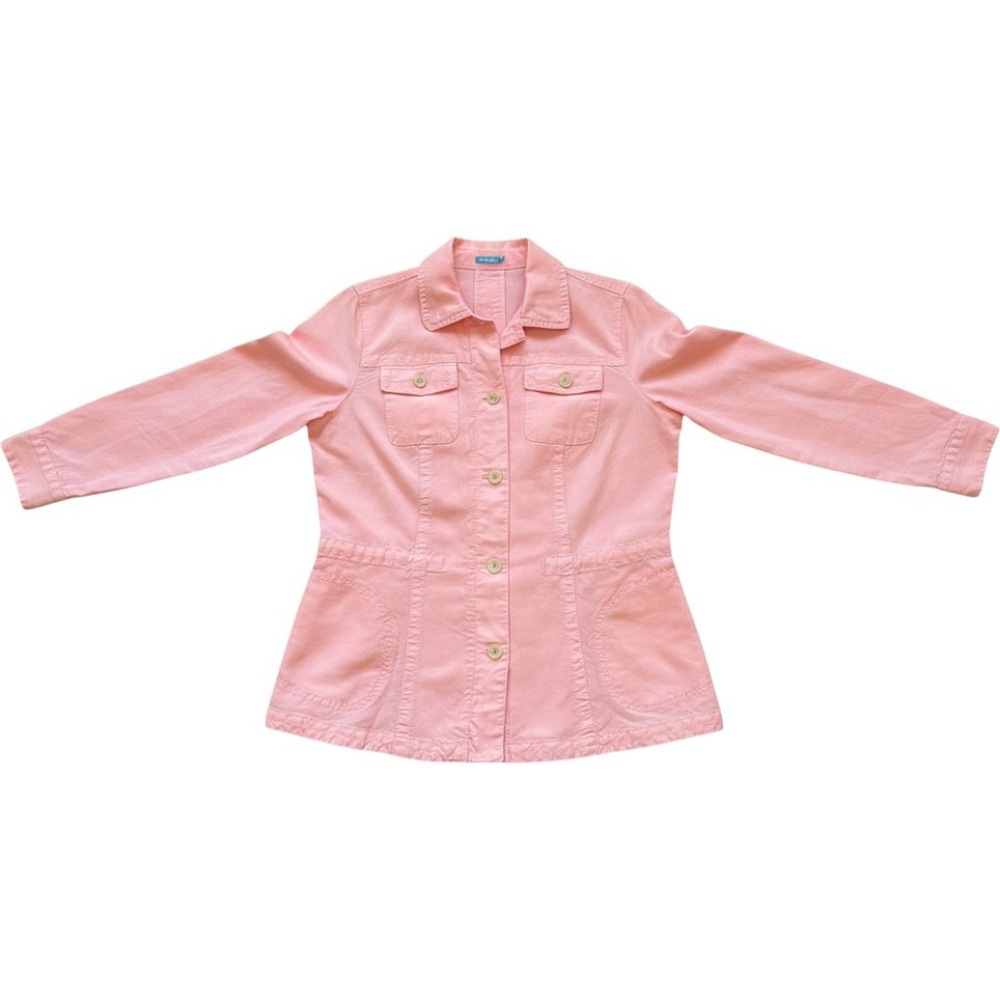 J.McLaughlin Jacket Womens Small Pink Linen Blend Button Front Utility Blazer